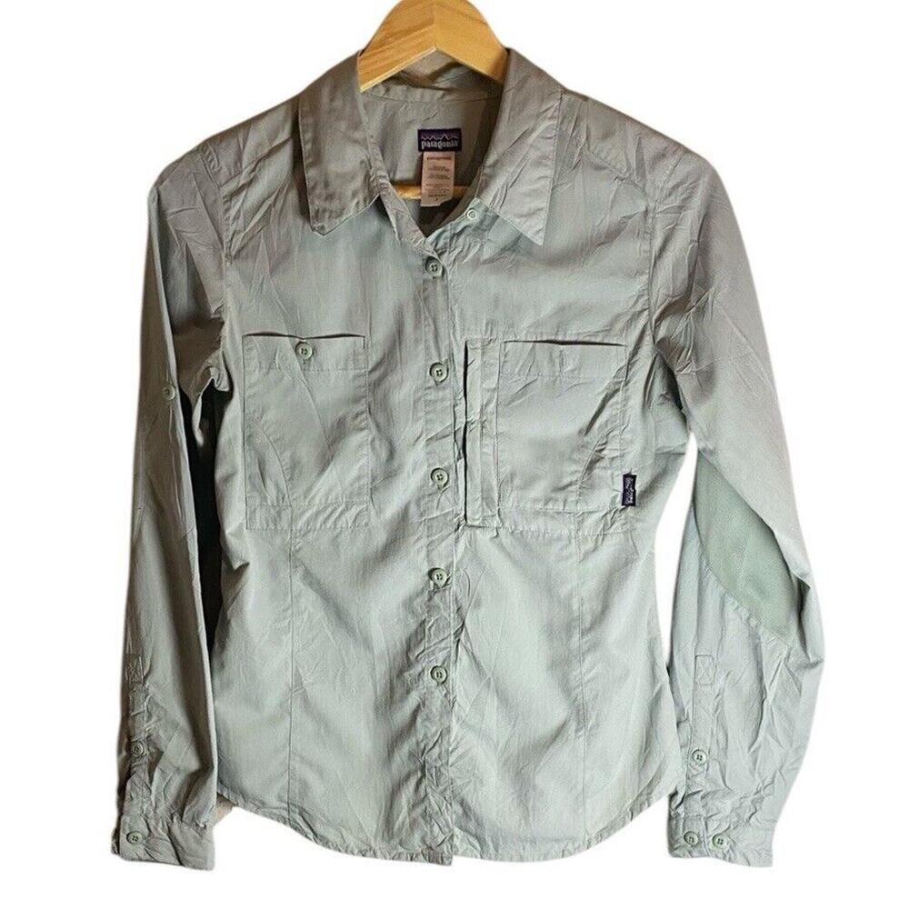 Patagonia Womens Light Green Button Down Long Sleeve Shirt Size 6